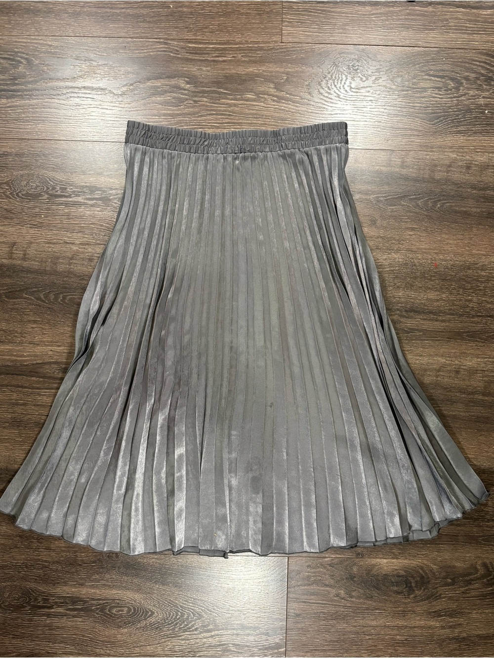 Max Studio Silver Pleated A-Line Skirt